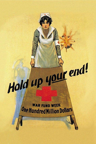Hold Up Your End White Modern Wood Framed Art Print with Double Matting by King, W.B.