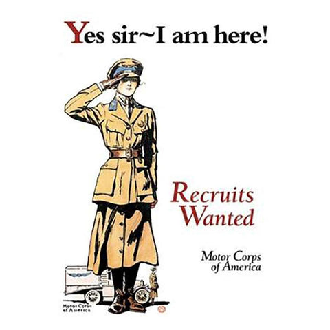Recruits Wanted: Motor Corps of America White Modern Wood Framed Art Print by Penfield, Edward