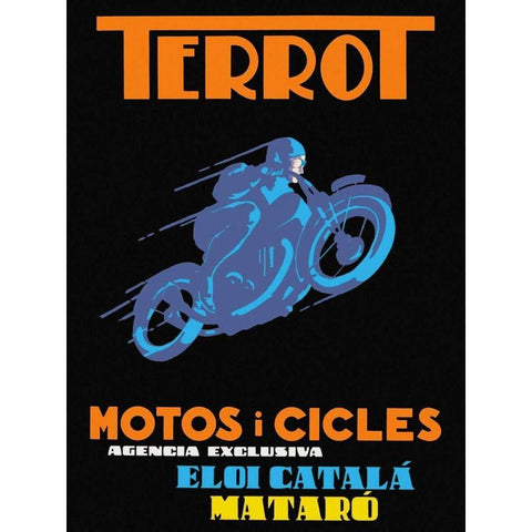 Terrot Motorcycles and Bicycles Black Modern Wood Framed Art Print by Unknown