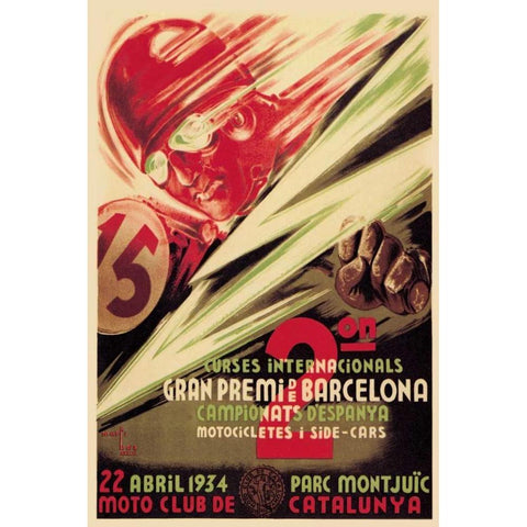 2nd International Barcelona Grand Prix Black Modern Wood Framed Art Print with Double Matting by Unknown