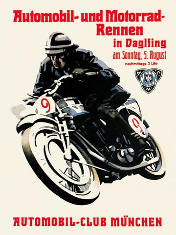 Automobile and Motorcycle Race - Munich Black Ornate Wood Framed Art Print with Double Matting by Unknown