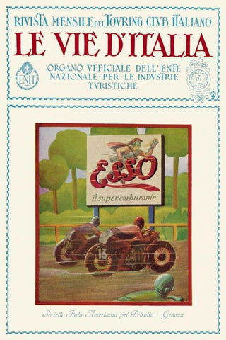 Esso - The Road of Italy White Modern Wood Framed Art Print with Double Matting by Unknown