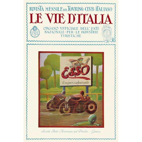 Esso - The Road of Italy Black Modern Wood Framed Art Print by Unknown