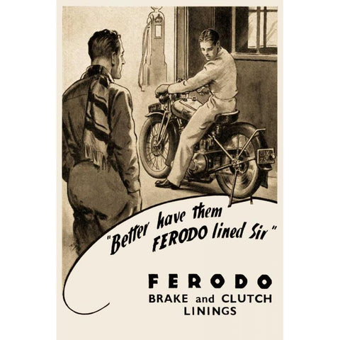 Ferodo Brake and Clutch Linings White Modern Wood Framed Art Print by Unknown