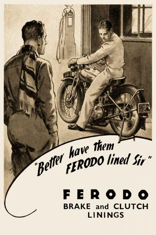 Ferodo Brake and Clutch Linings Black Ornate Wood Framed Art Print with Double Matting by Unknown