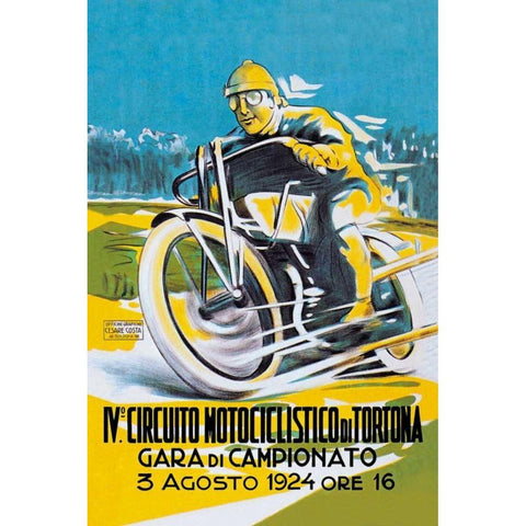 4th Motorcycle Circuit of Tortona Black Modern Wood Framed Art Print with Double Matting by Unknown