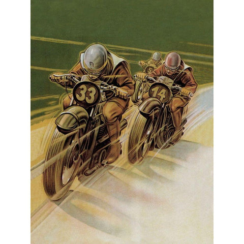 Motorcycle Racing Black Modern Wood Framed Art Print by Klokein,