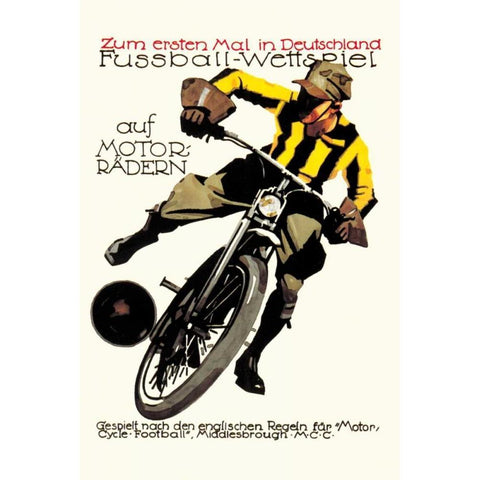 Soccer on Motorcycle Gold Ornate Wood Framed Art Print with Double Matting by Unknown