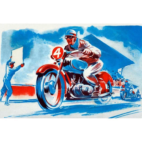 No. 4 Motorcycle White Modern Wood Framed Art Print by Unknown