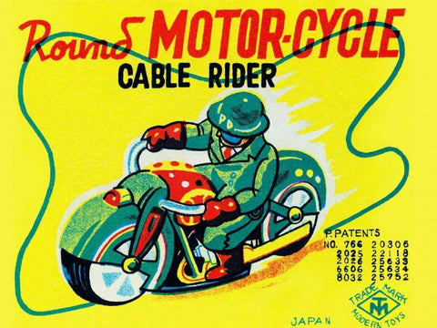 Round Motor-cycle Cable Rider White Modern Wood Framed Art Print with Double Matting by Unknown
