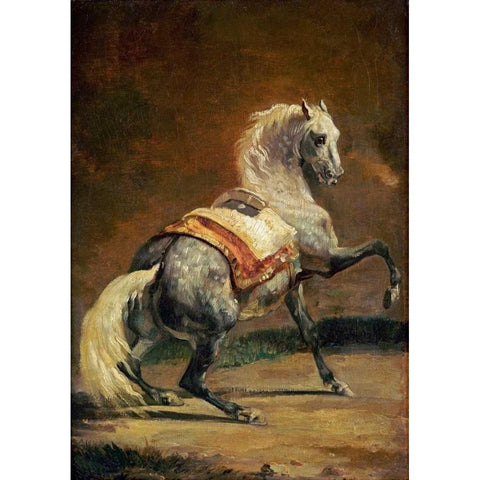 Dappled Grey Horse - Reversed White Modern Wood Framed Art Print by Gericault, Theodore