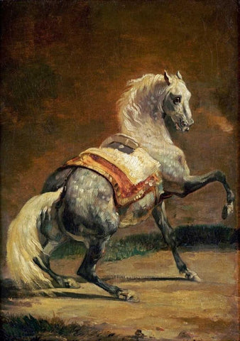 Dappled Grey Horse - Reversed White Modern Wood Framed Art Print with Double Matting by Gericault, Theodore