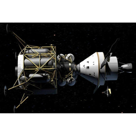 Altair and Orion spacecraft: conceptual rendering Black Modern Wood Framed Art Print with Double Matting by NASA