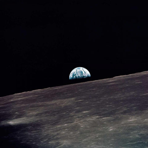 Earthrise, viewed from Apollo 10, 1969 White Modern Wood Framed Art Print by NASA