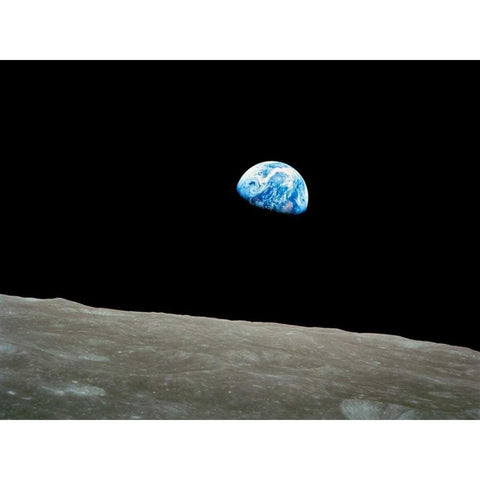 Earthrise, Apollo 8, December 24, 1968 Black Modern Wood Framed Art Print with Double Matting by NASA