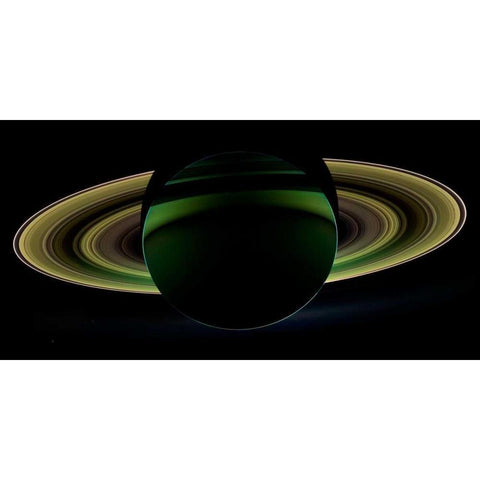 The dark side of Saturn viewed from Cassini, December 18, 2012 White Modern Wood Framed Art Print by NASA