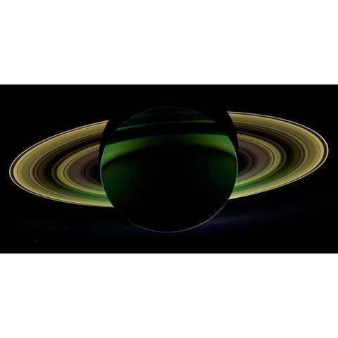 The dark side of Saturn viewed from Cassini, December 18, 2012 Black Modern Wood Framed Art Print by NASA