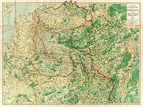 Hammonds Large Scale War Map of the Western Front, 1917 White Modern Wood Framed Art Print with Double Matting by Hammond, C.S.
