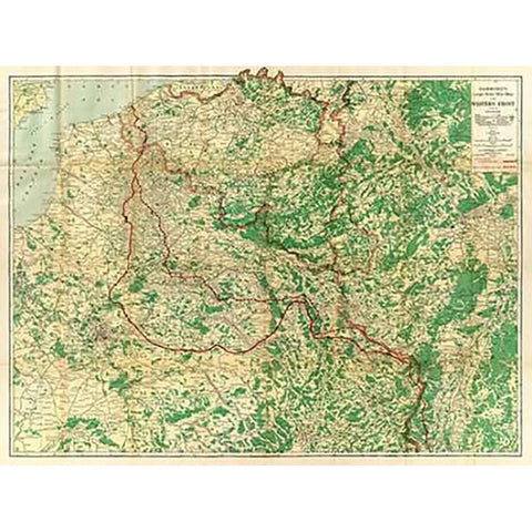 Hammonds Large Scale War Map of the Western Front, 1917 Black Modern Wood Framed Art Print by Hammond, C.S.