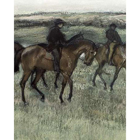 Race Horses (center) Black Modern Wood Framed Art Print with Double Matting by Degas, Edgar