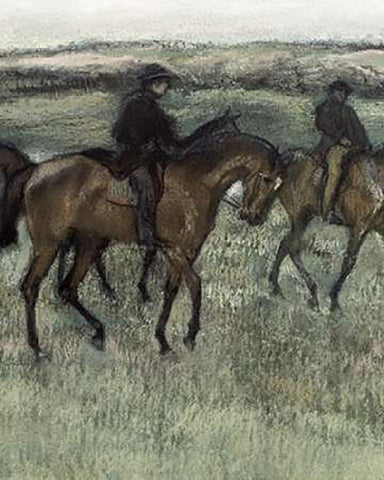 Race Horses (center) Black Ornate Wood Framed Art Print with Double Matting by Degas, Edgar