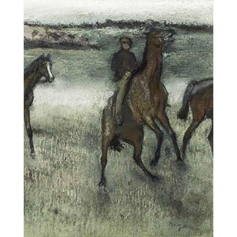 Race Horses (right) White Modern Wood Framed Art Print by Degas, Edgar