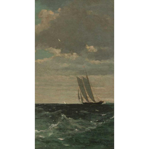 Breezing Up - right White Modern Wood Framed Art Print by Homer, Winslow