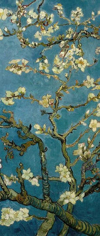 Blossoming Almond Tree - center Black Ornate Wood Framed Art Print with Double Matting by Van Gogh, Vincent