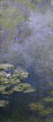 Water Lilies - Nympheas IV - left White Modern Wood Framed Art Print with Double Matting by Monet, Claude