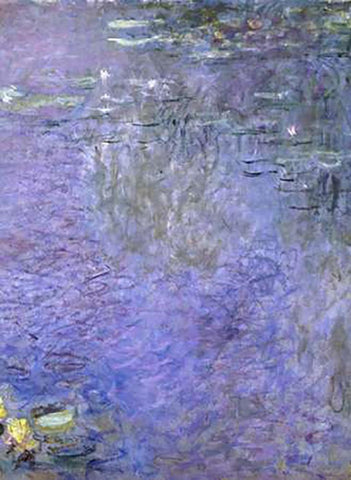 Water Lilies: Morning, c. 1914-26 (center) White Modern Wood Framed Art Print with Double Matting by Monet, Claude