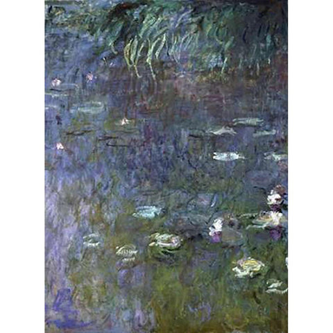 Water Lilies: Morning, c. 1914-26 (right) Black Modern Wood Framed Art Print with Double Matting by Monet, Claude