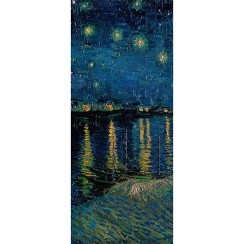 Starlight Over the Rhone - center Gold Ornate Wood Framed Art Print with Double Matting by Van Gogh, Vincent