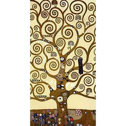 The Stoclet Frieze (center) Gold Ornate Wood Framed Art Print with Double Matting by Klimt, Gustav