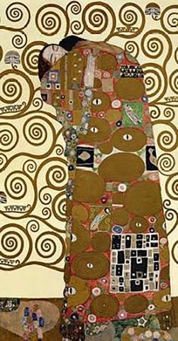 The Stoclet Frieze (right) White Modern Wood Framed Art Print with Double Matting by Klimt, Gustav