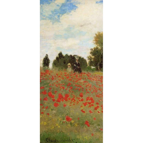 Field Of Poppies - Les Coquelicots 1873 - left White Modern Wood Framed Art Print by Monet, Claude