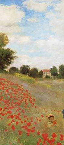 Field Of Poppies (Les Coquelicots) 1873 (center) White Modern Wood Framed Art Print with Double Matting by Monet, Claude