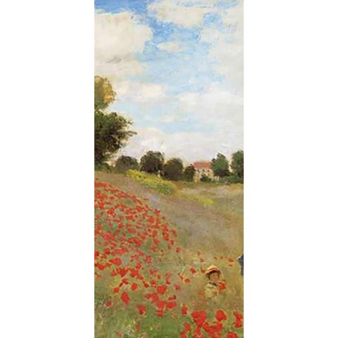 Field Of Poppies (Les Coquelicots) 1873 (center) Black Modern Wood Framed Art Print by Monet, Claude
