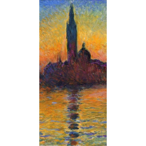 Twilight Venice - left Black Modern Wood Framed Art Print by Monet, Claude