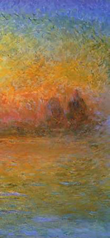 Twilight Venice (right) White Modern Wood Framed Art Print with Double Matting by Monet, Claude