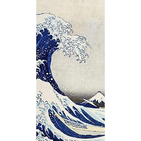 The Great Wave of Kanagawa (center) Gold Ornate Wood Framed Art Print with Double Matting by Hokusai