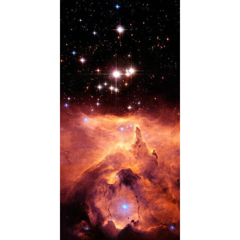 Pismis 24 and NGC 6357 (cropped) Black Modern Wood Framed Art Print with Double Matting by NASA