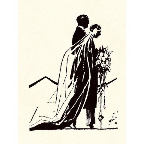 Couple Side by Side Moving Toward a Wedding Ceremony White Modern Wood Framed Art Print by Parrish, Maxfield