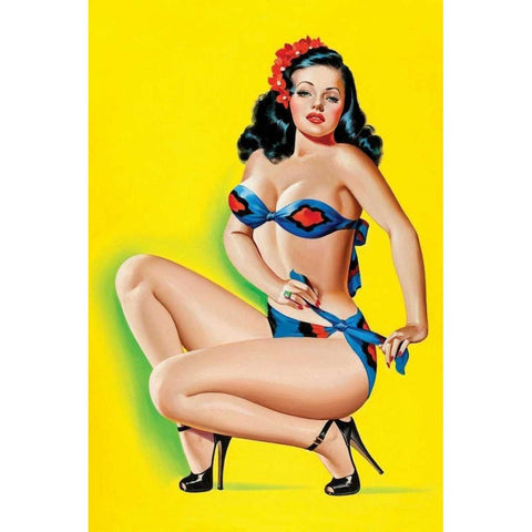 Beauty Parade Magazine: Pinup in a Bikini Black Modern Wood Framed Art Print by Driben, Peter