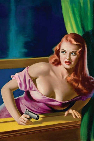 Detective Yearbook Magazine: Catching the Thief Black Ornate Wood Framed Art Print with Double Matting by Driben, Peter