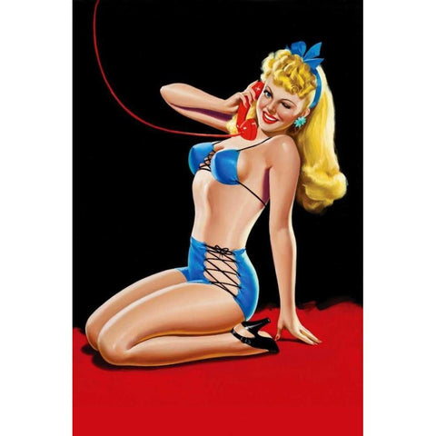 Eyeful Magazine: Pin up in Blue Bikini Black Modern Wood Framed Art Print by Driben, Peter