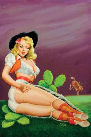Flirt Magazine: Fallin  on the Cactus White Modern Wood Framed Art Print with Double Matting by Driben, Peter