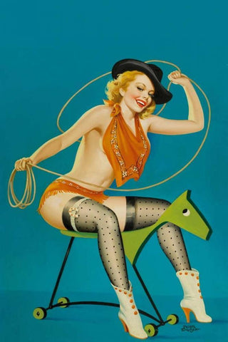 Flirt Magazine: Roping the Horse Black Ornate Wood Framed Art Print with Double Matting by Driben, Peter