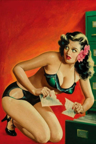 Special Detective Pulp Cover: Evidence Black Ornate Wood Framed Art Print with Double Matting by Driben, Peter