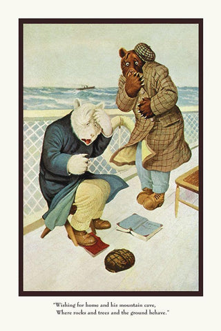 Teddy Roosevelts Bears: Teddy B and Teddy G Are Seasick White Modern Wood Framed Art Print with Double Matting by Culver, R.K.