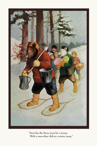 Teddy Roosevelts Bears: The Snow-Shoe Club Black Ornate Wood Framed Art Print with Double Matting by Culver, R.K.